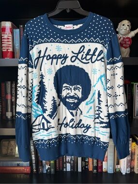 Blue 'Happy Little Holiday' Novelty Crewneck Sweater